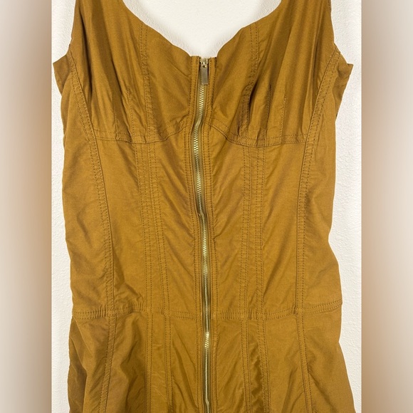 Anthropologie Olive Zip Front Midi Dress Sleeveless Small Military - No Belt - Picture 10 of 10
